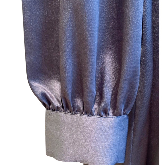 Express Satin Gray Faux Wrap Long Sleeve Tie Mini Dress Cocktail Size Small - Picture 7 of 10